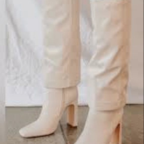 Lulus Chic Cream Heeled Boots for Women - Picture 2 of 13